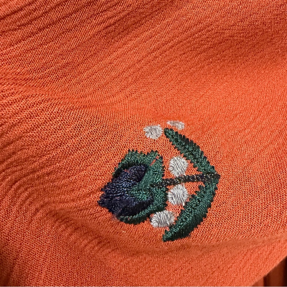 Free People Women's Mohave Embroidered Long Sleeves Dress Orange Size XS - Picture 5 of 9